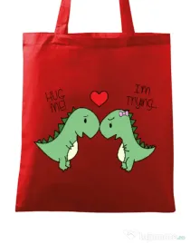 Sacosa din panza Trex love Rosu