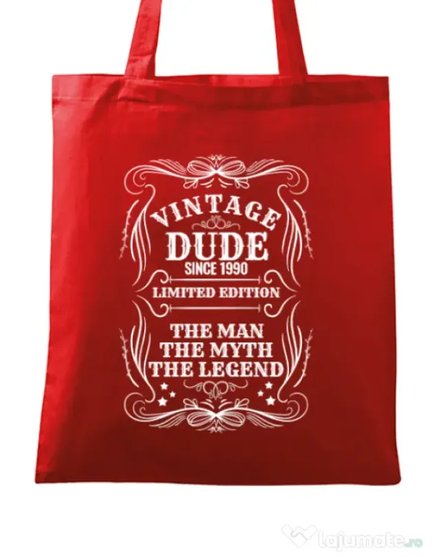 Sacosa din panza Vintage dude Rosu