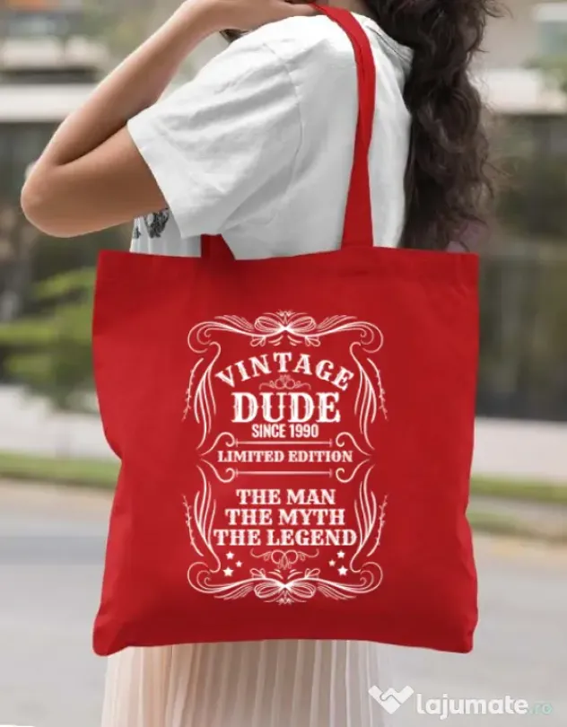 Sacosa din panza Vintage dude Rosu
