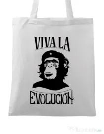 Sacosa din panza Viva la evolucion Alb