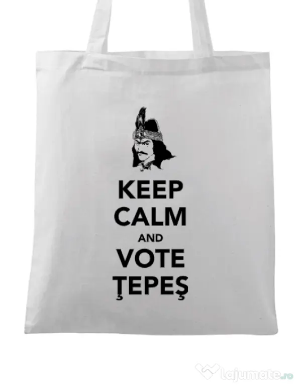 Sacosa din panza Vote Tepes Alb