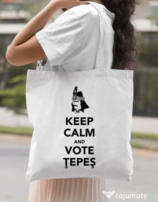 Sacosa din panza Vote Tepes Alb