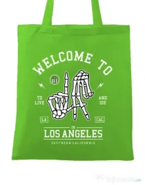 Sacosa din panza Welcome To L.A Verde mar