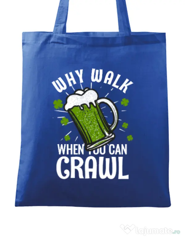 Sacosa din panza Why walk Albastru regal