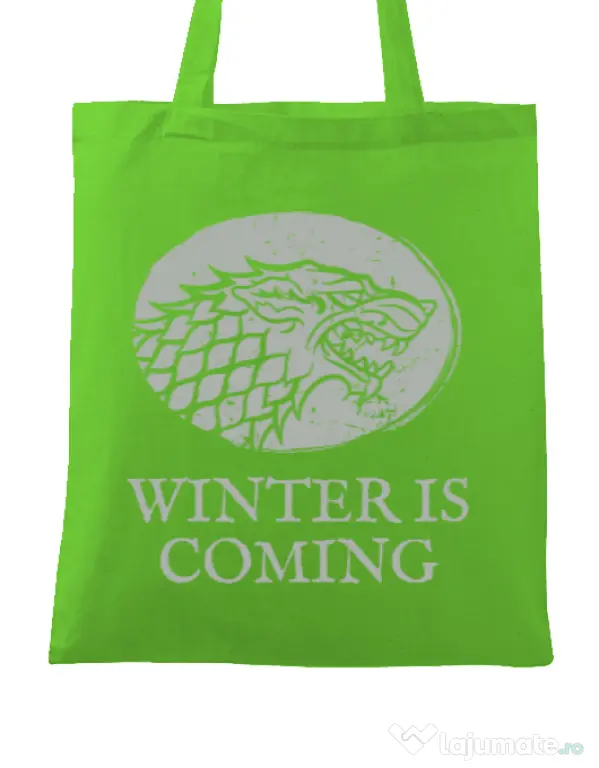 Sacosa din panza Winter is coming Stark Verde mar