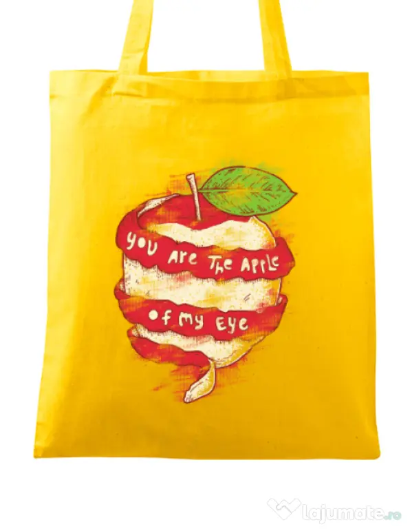 Sacosa din panza You are the apple of my eye Galben