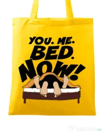 Sacosa din panza You me bed now Galben