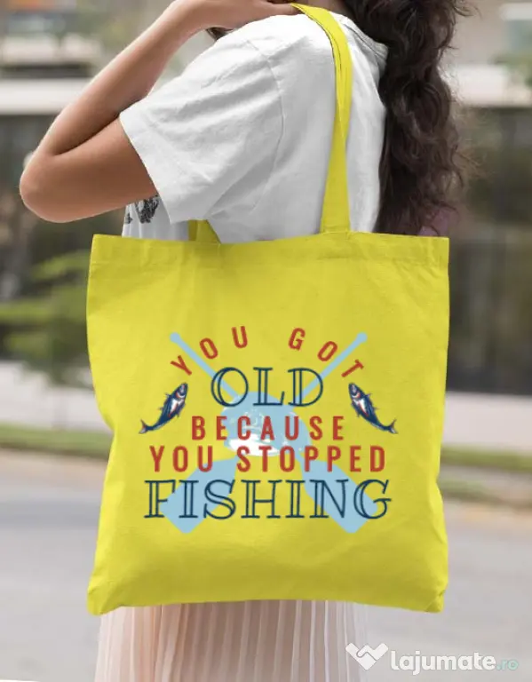 Sacosa din panza You stopped fishing Galben