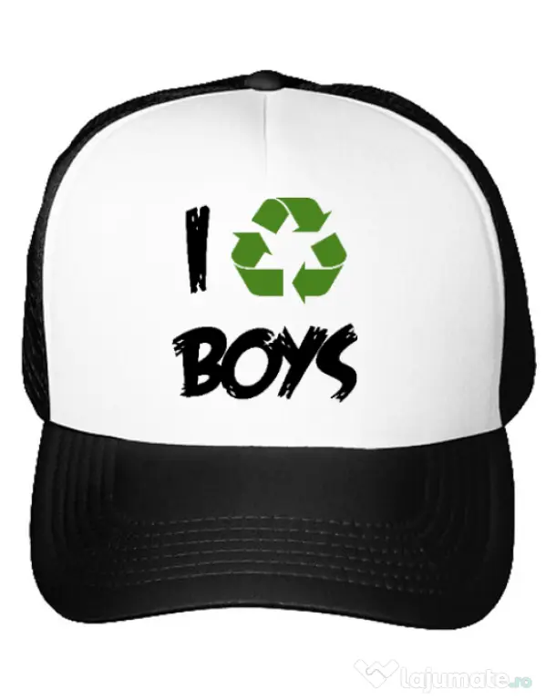Sapca personalizata I recycle boys Alb