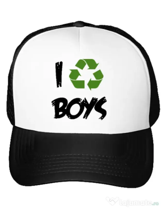 Sapca personalizata I recycle boys Alb