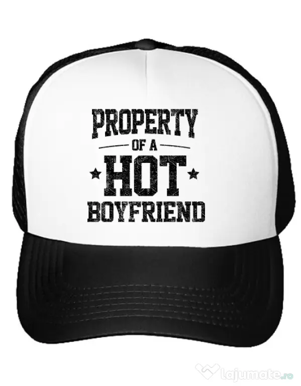 Sapca personalizata Property of a hot boyfriend Alb