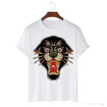 Tricou personalizat alb unisex Daemon Panther