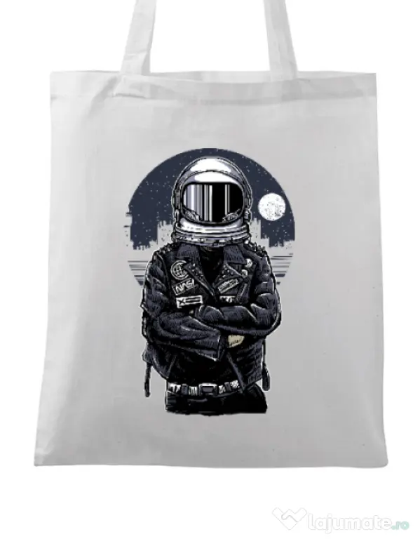 Sacosa din panza Astronaut rebel Alb