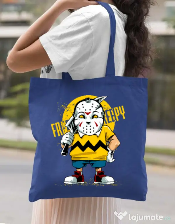 Sacosa din panza Bad boy Albastru regal