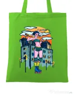 Sacosa din panza Bad girl Verde mar