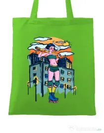Sacosa din panza Bad girl Verde mar