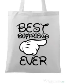 Sacosa din panza Best boyfriend ever Alb
