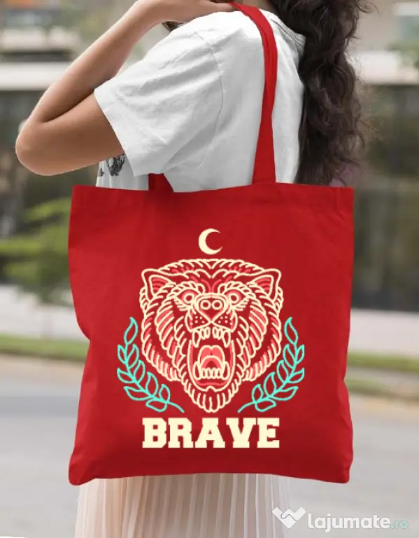 Sacosa din panza Brave Rosu