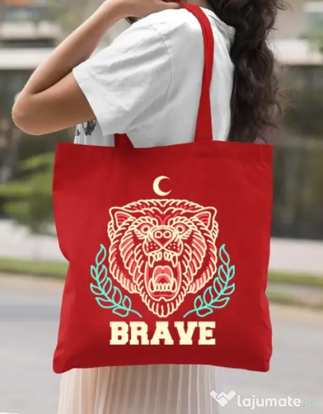 Sacosa din panza Brave Rosu
