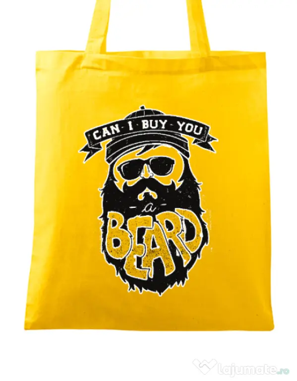 Sacosa din panza Can i buy you a beard Galben