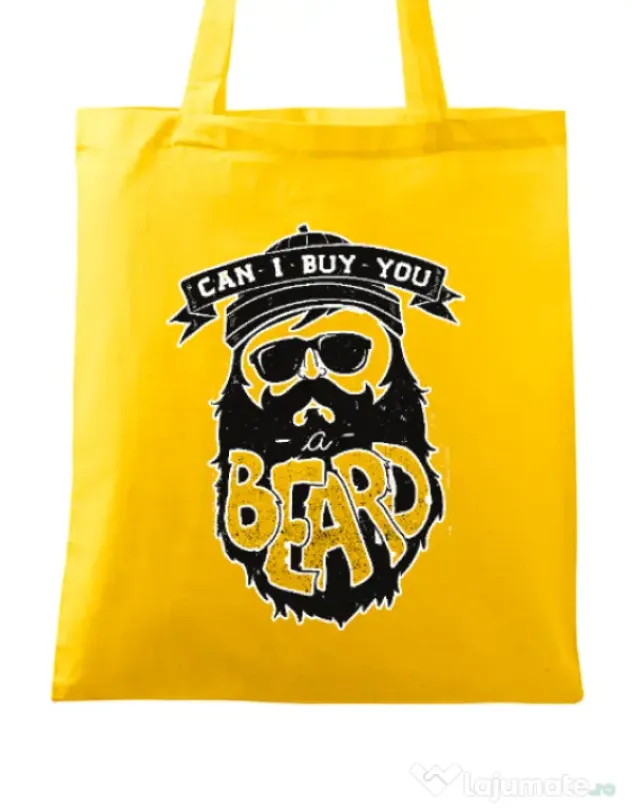 Sacosa din panza Can i buy you a beard Galben