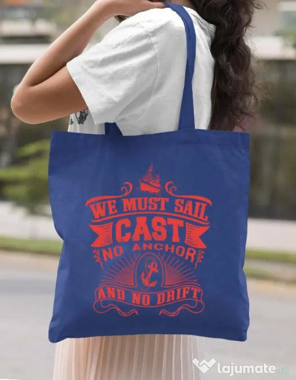 Sacosa din panza Cast no anchor Albastru regal