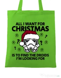 Sacosa din panza Christmas Trooper Verde mar