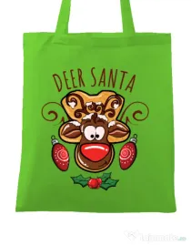Sacosa din panza Deer santa Verde mar