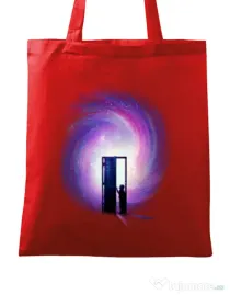 Sacosa din panza Doors to the future Rosu