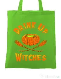 Sacosa din panza Drink up witches Verde mar