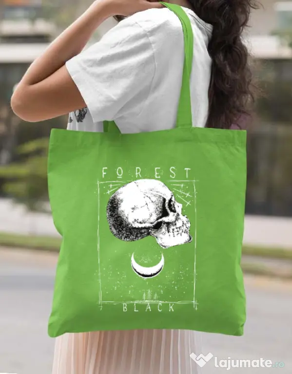 Sacosa din panza Forest Black Verde mar