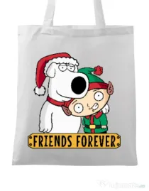 Sacosa din panza Friends forever Alb