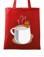 Sacosa din panza Gingerbread man Rosu