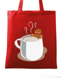 Sacosa din panza Gingerbread man Rosu