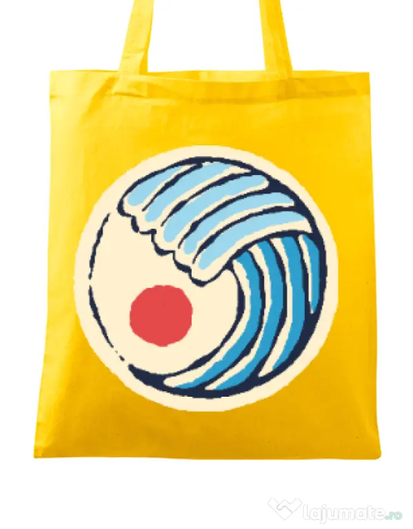 Sacosa din panza Great wave Galben