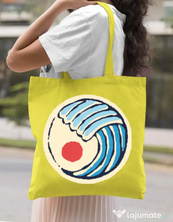 Sacosa din panza Great wave Galben