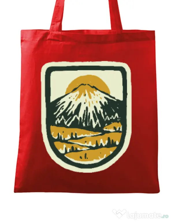 Sacosa din panza Hand drawn mountains Rosu