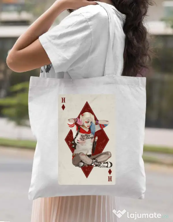 Sacosa din panza Harley Card Alb
