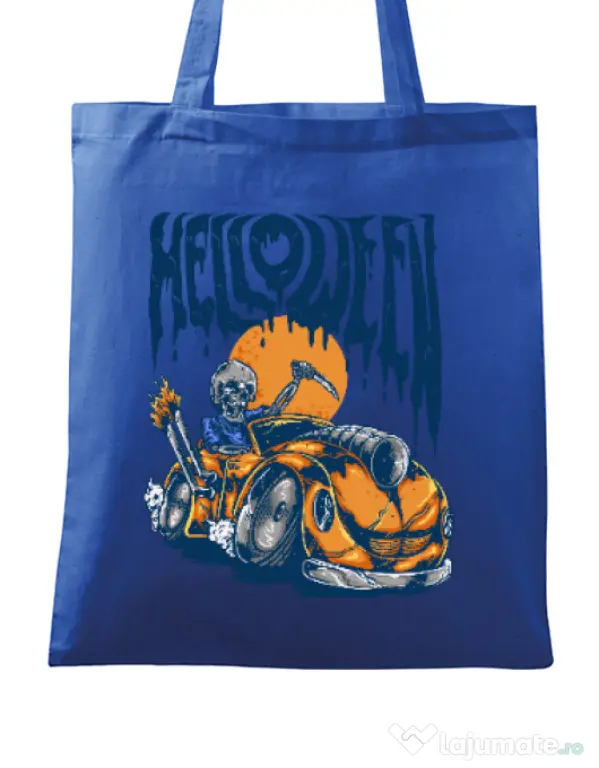 Sacosa din panza Hello ween Albastru regal