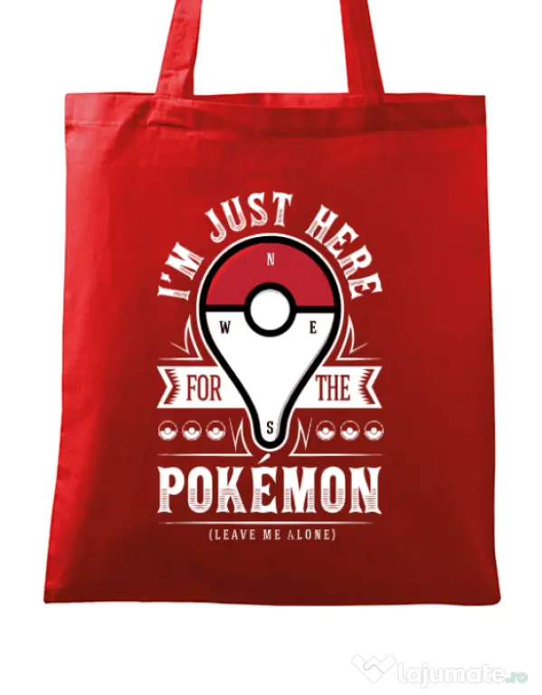 Sacosa din panza Here for the Pokemon Rosu