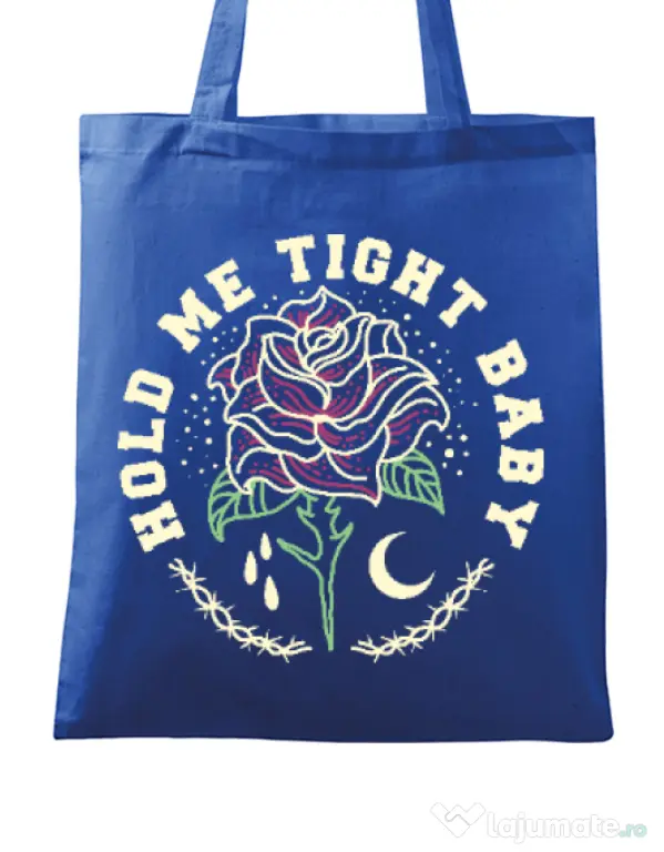 Sacosa din panza Hold me tight Albastru regal