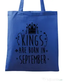 Sacosa din panza Kings are born in September Albastru regal
