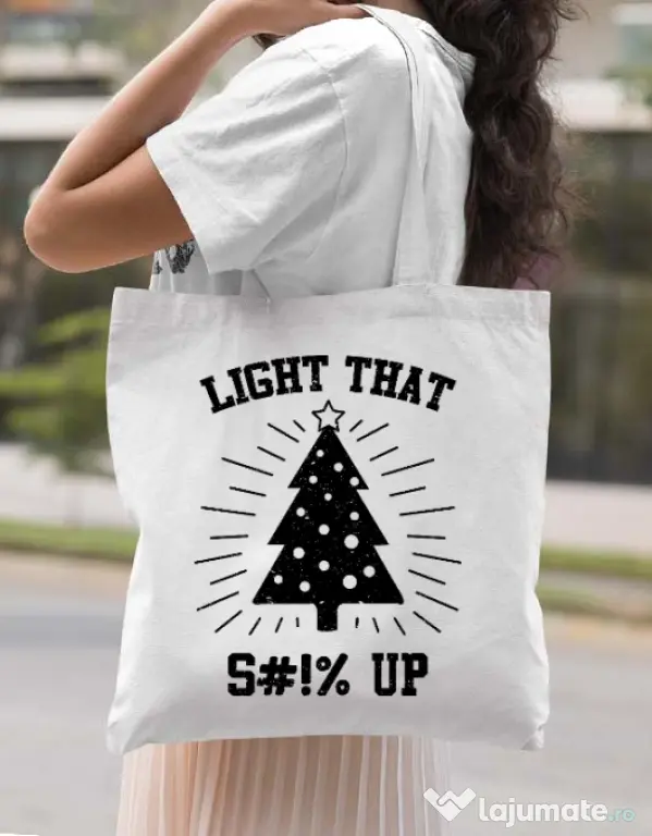 Sacosa din panza Light that up Alb