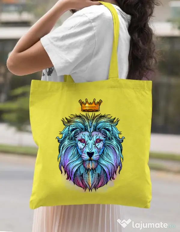 Sacosa din panza Lion king Galben