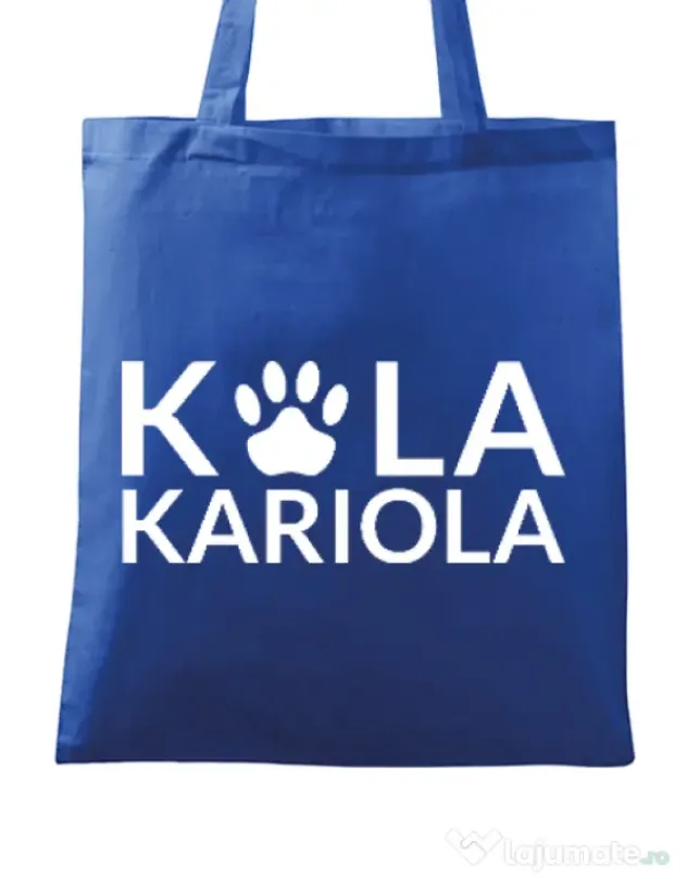 Sacosa din panza Logo Kola Alb Albastru regal