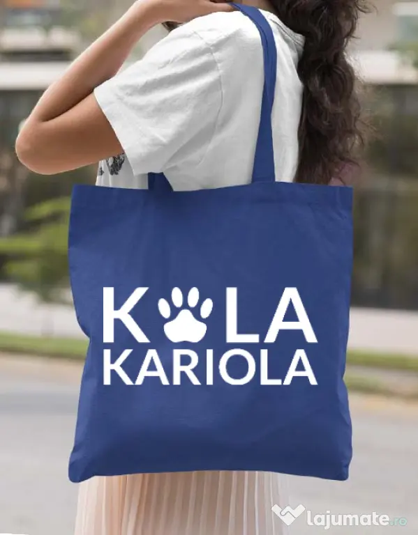 Sacosa din panza Logo Kola Alb Albastru regal