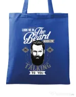 Sacosa din panza Look me in the beard Albastru regal