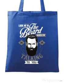 Sacosa din panza Look me in the beard Albastru regal