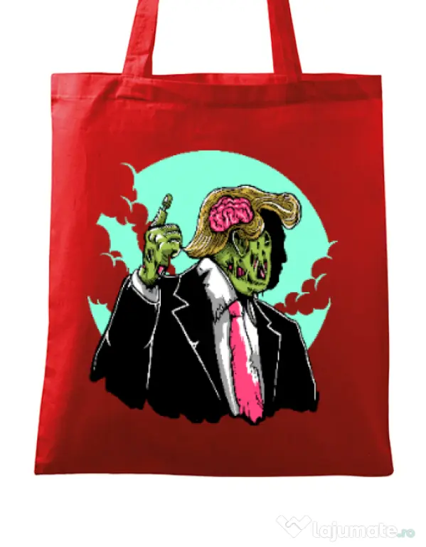 Sacosa din panza Make zombies great again Rosu