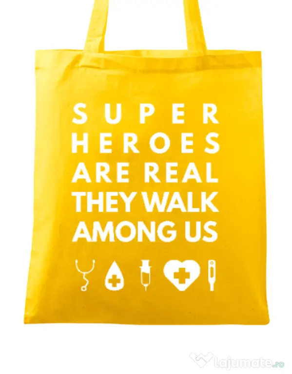 Sacosa din panza Medical heroes Galben
